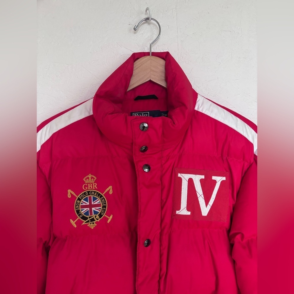 Polo Ralph Lauren RL Britain Snow Ski Cup IV Red White Stripe Down Puffer Jacket - Picture 6 of 15